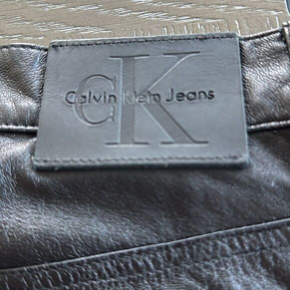 Calvin Klein Women’s Size 10 Black 100% Leather Pants Straight Leg Fully Lined - Picture 13 of 16